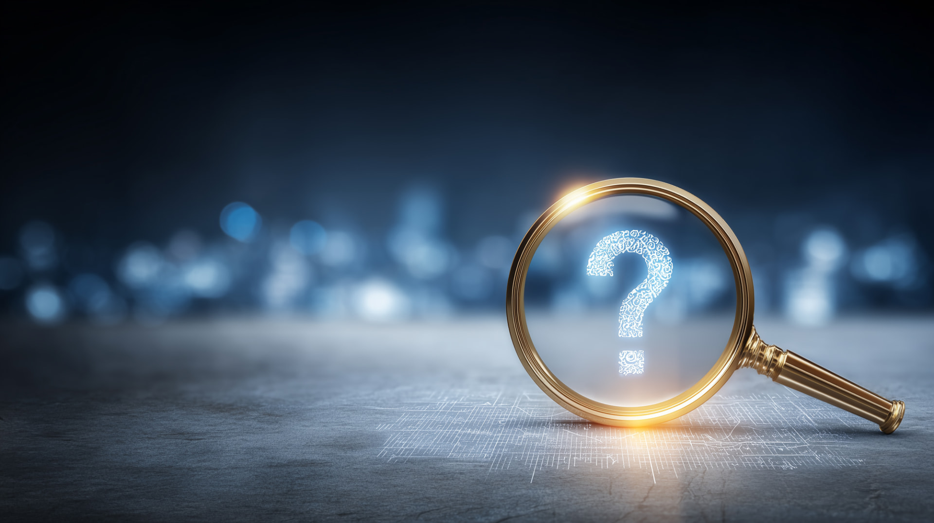 A magnifying glass examining a question mark, illustrating a domain name trademark dispute